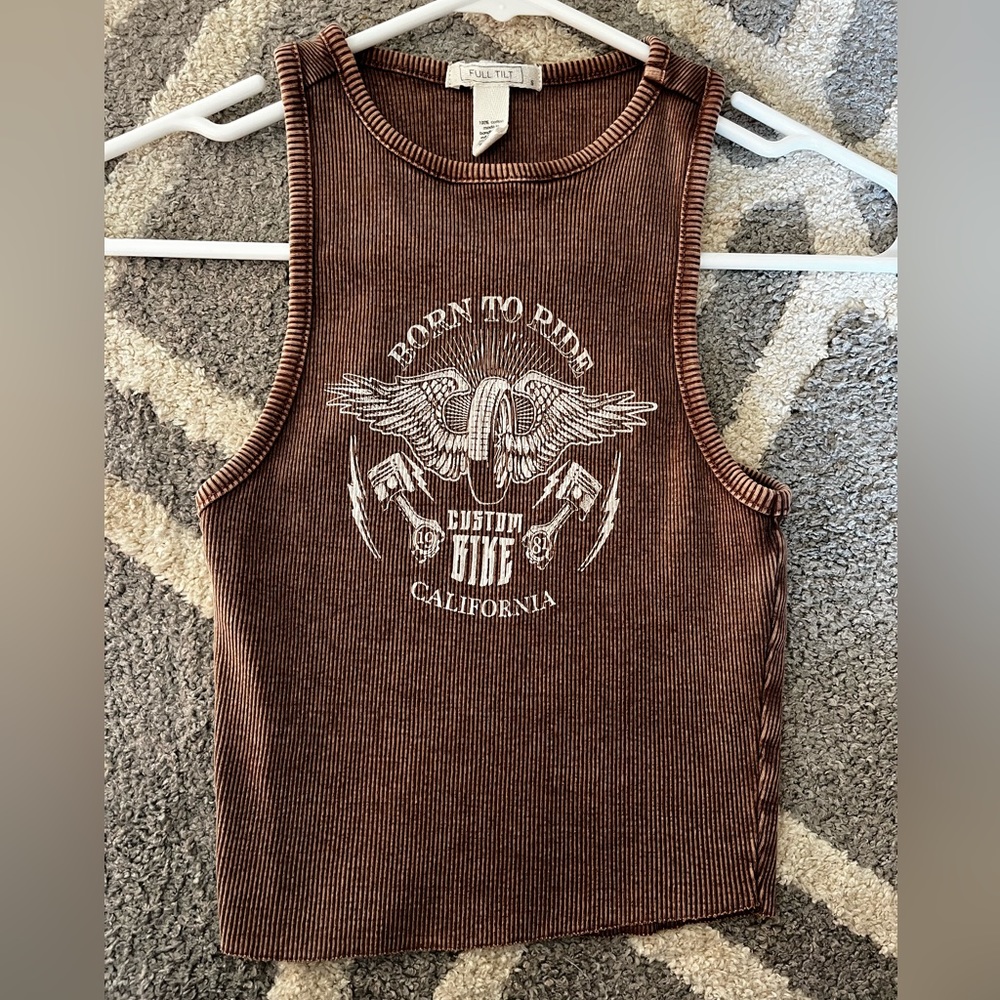 Brown Biker Crop Top